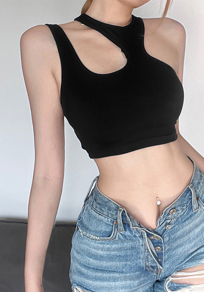 Summer Ladies Solid Color Slim Crop Street Fashion Camisole Basic Tank Top Women