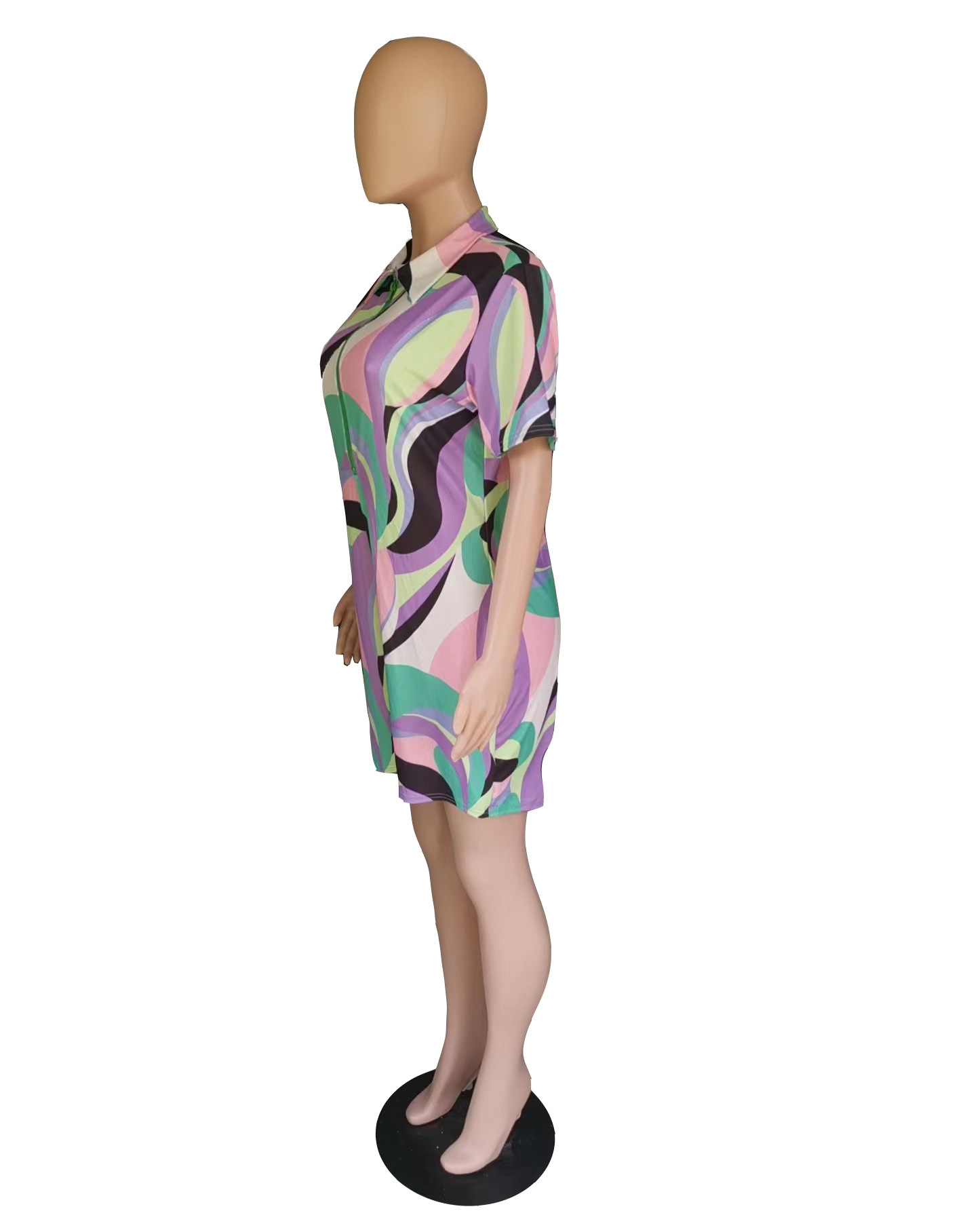 Plus Size Women Tie Dye Print Short Sleeve Jumpsuit