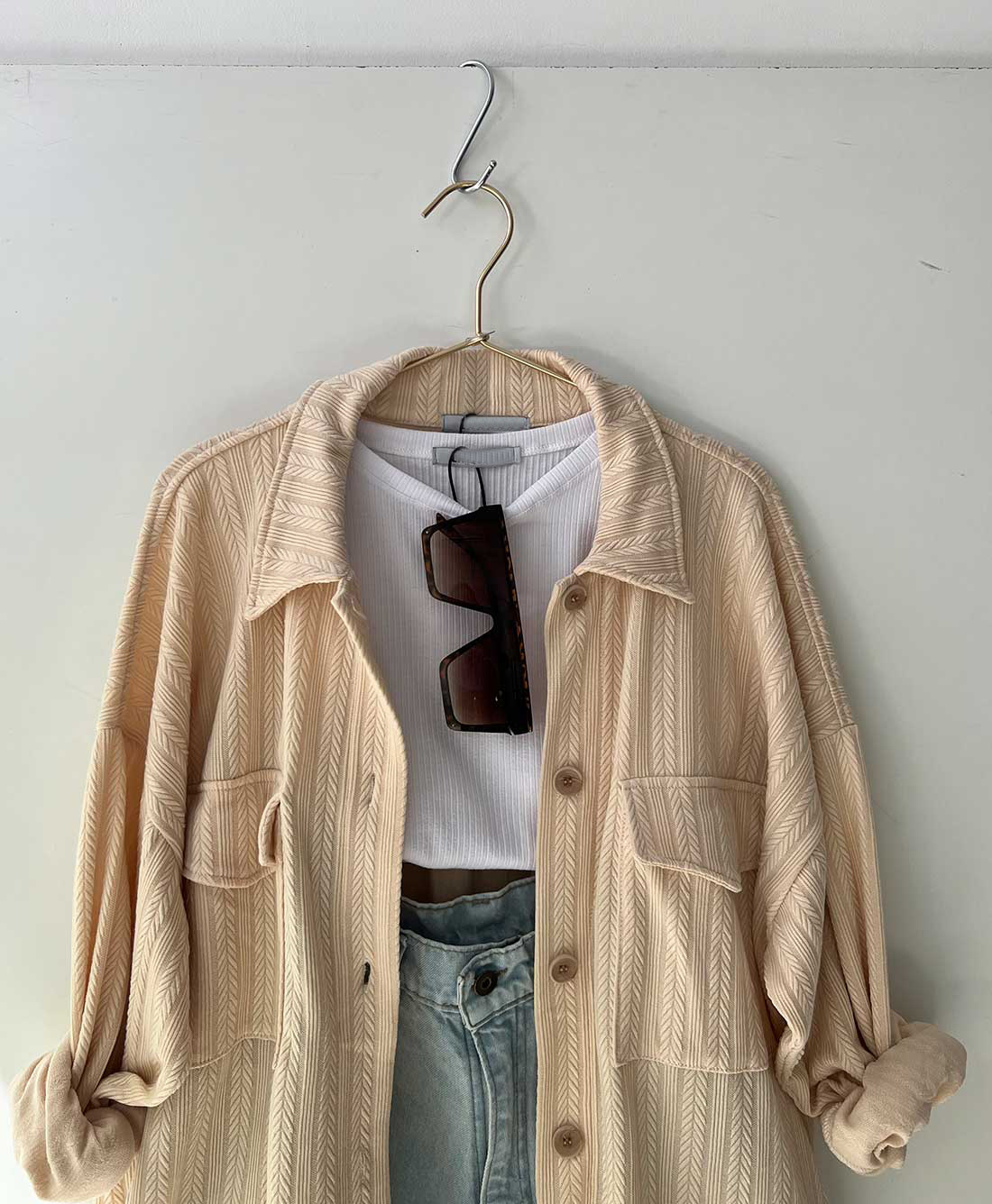 Women's Spring Loose Plus Size Patch Pockets Turndown Collar Long Sleeve Shirt