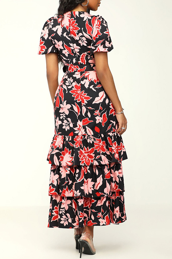 Summer Women printed multi-layer dress