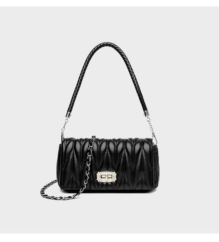 Small high-end pleated cloud bag new rhinestone chain underarm bag shoulder handbag messenger bag for women