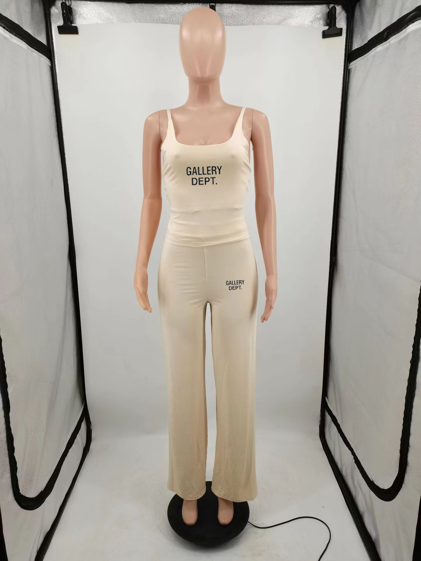 Women's Fashion Tank Top Open Back Casual Print Sports Bell Bottom Two-Piece Set