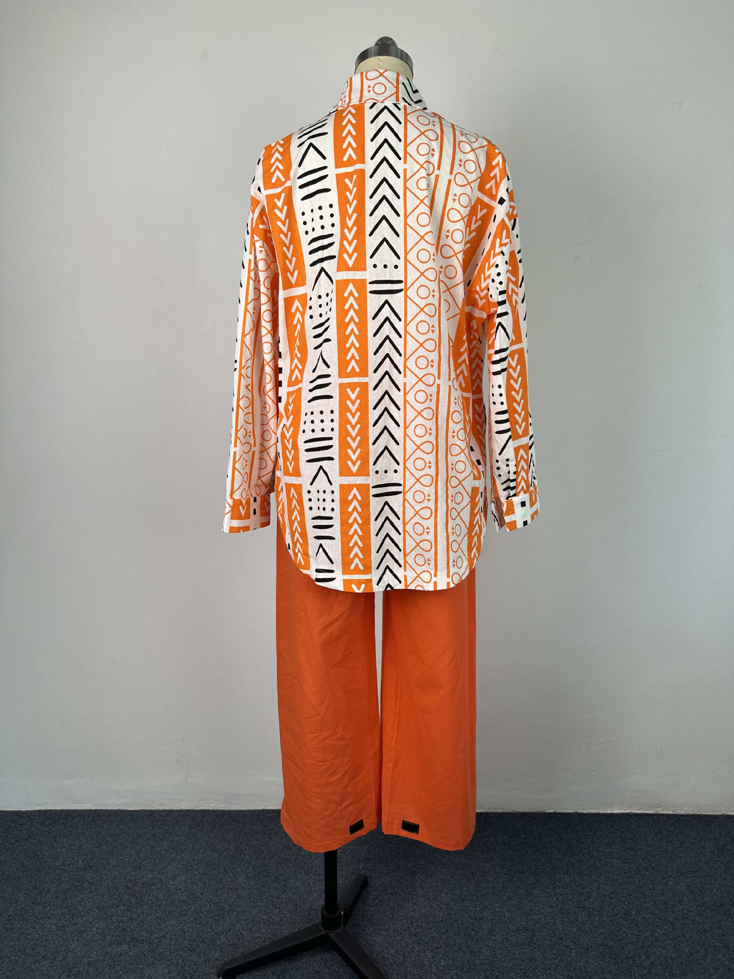 Casual suit Loose Plus Size fashion women's long-sleeved shirt pants linen two-piece suit