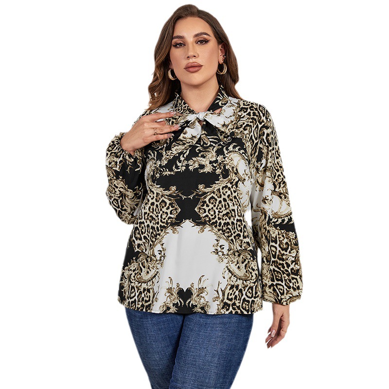 Plus Size Women Casual Print Long Sleeve Top