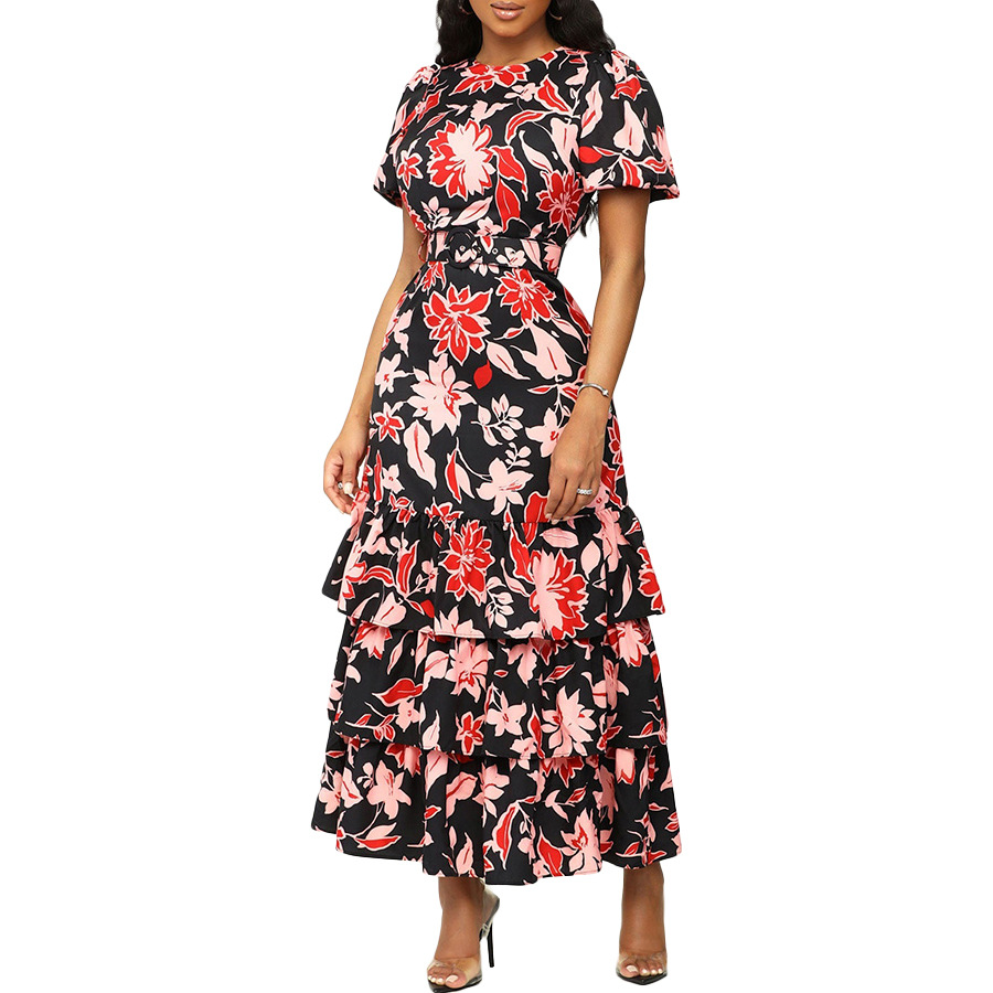 Summer Women printed multi-layer dress