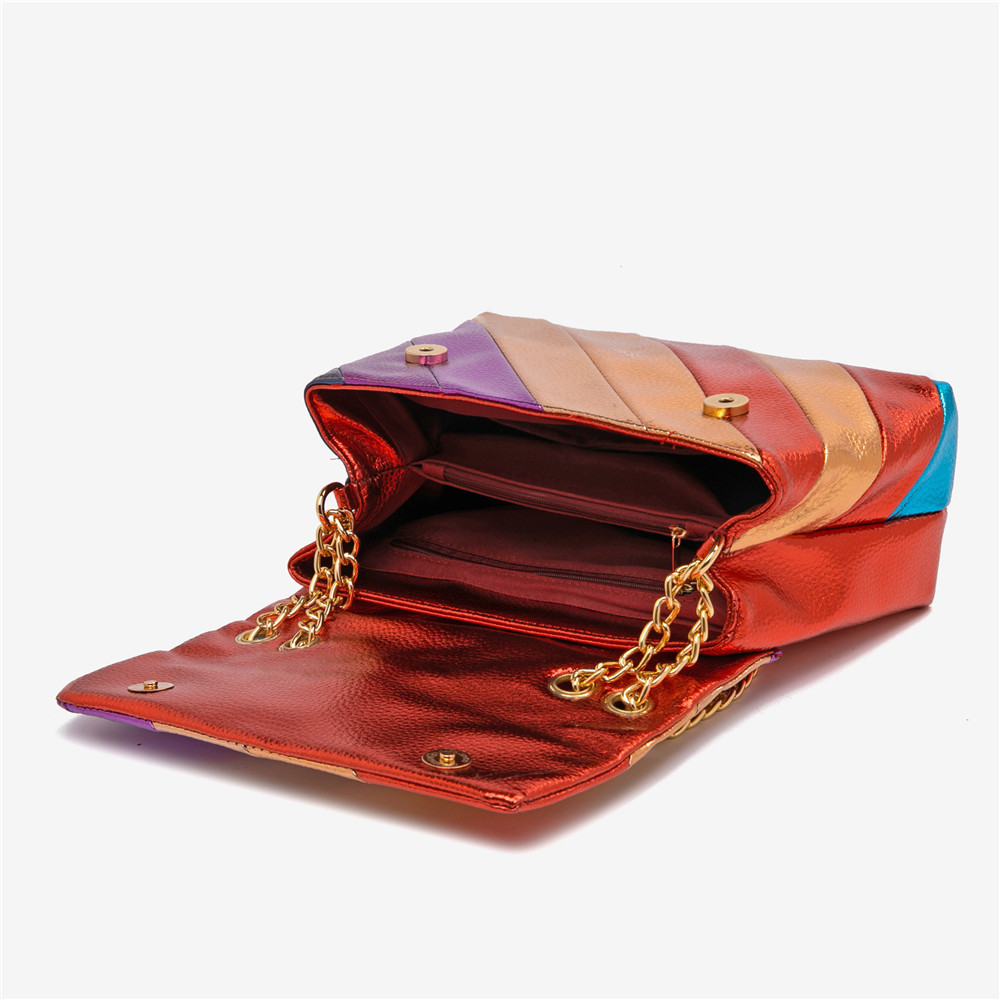 Metal Patchwork Pu Women's Designer Style Ladies Messenger Bag