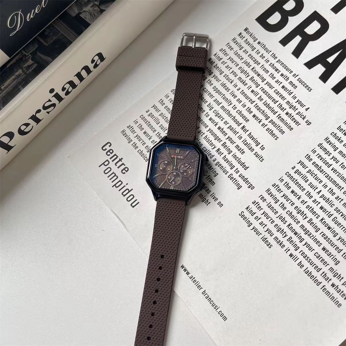 Men's watch Japanese and Korean square fashion trend black technology teenagers students men and women casual handsome large dial