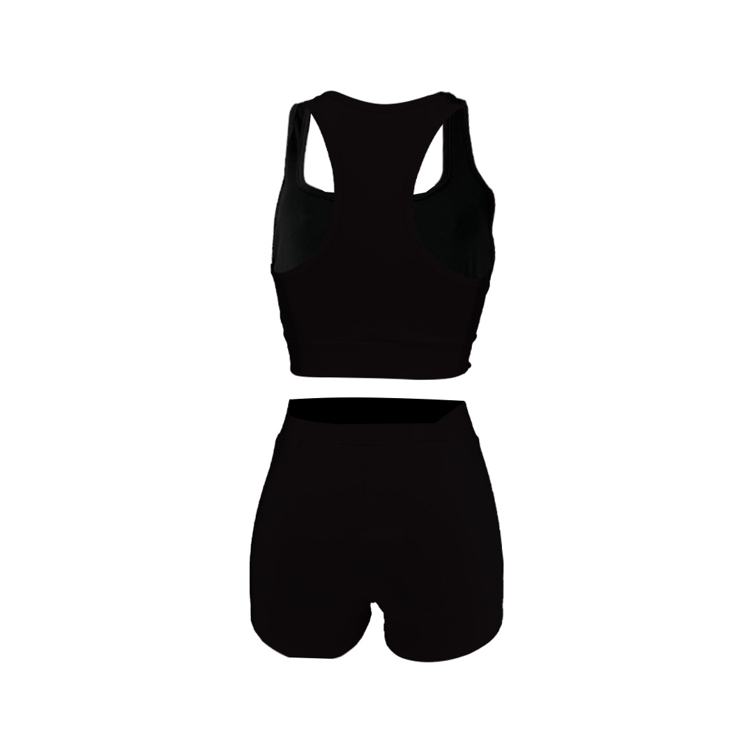 Women Solid Letter Print Top and Shorts Sport Two-Piece Set