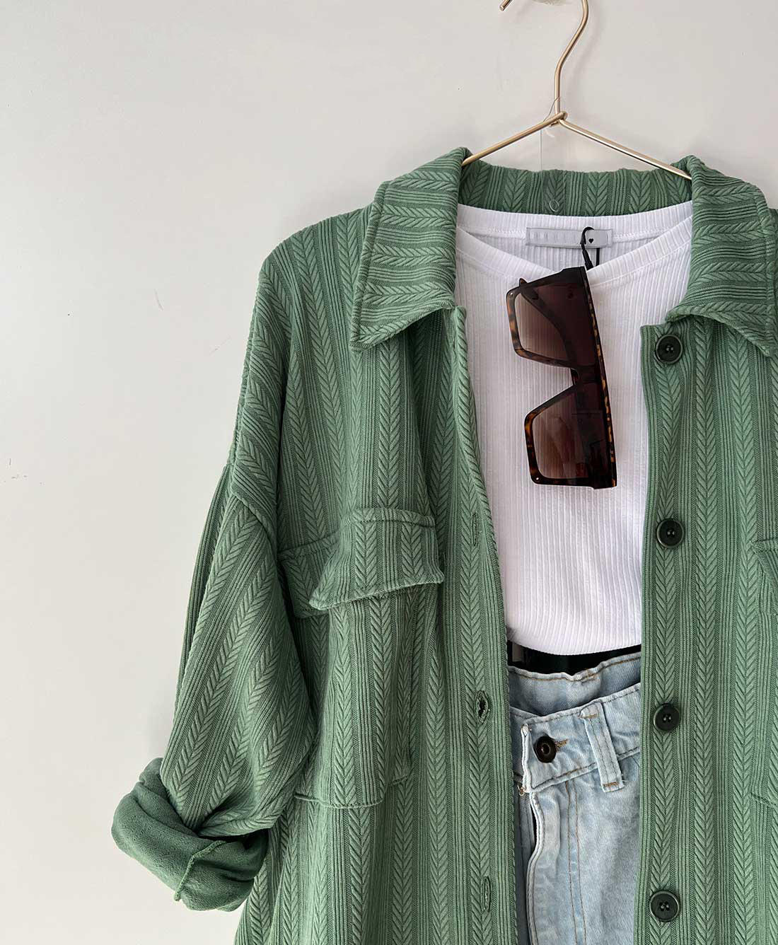 Women's Spring Loose Plus Size Patch Pockets Turndown Collar Long Sleeve Shirt