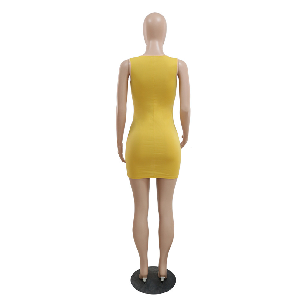 Fashion Nightclub Beaded Mesh See-Through Round Neck Dress Women