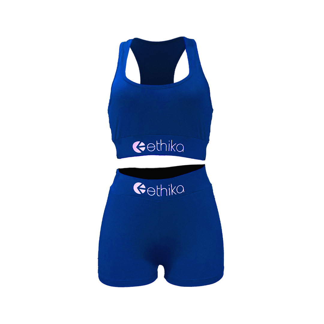 Women Solid Letter Print Top and Shorts Sport Two-Piece Set