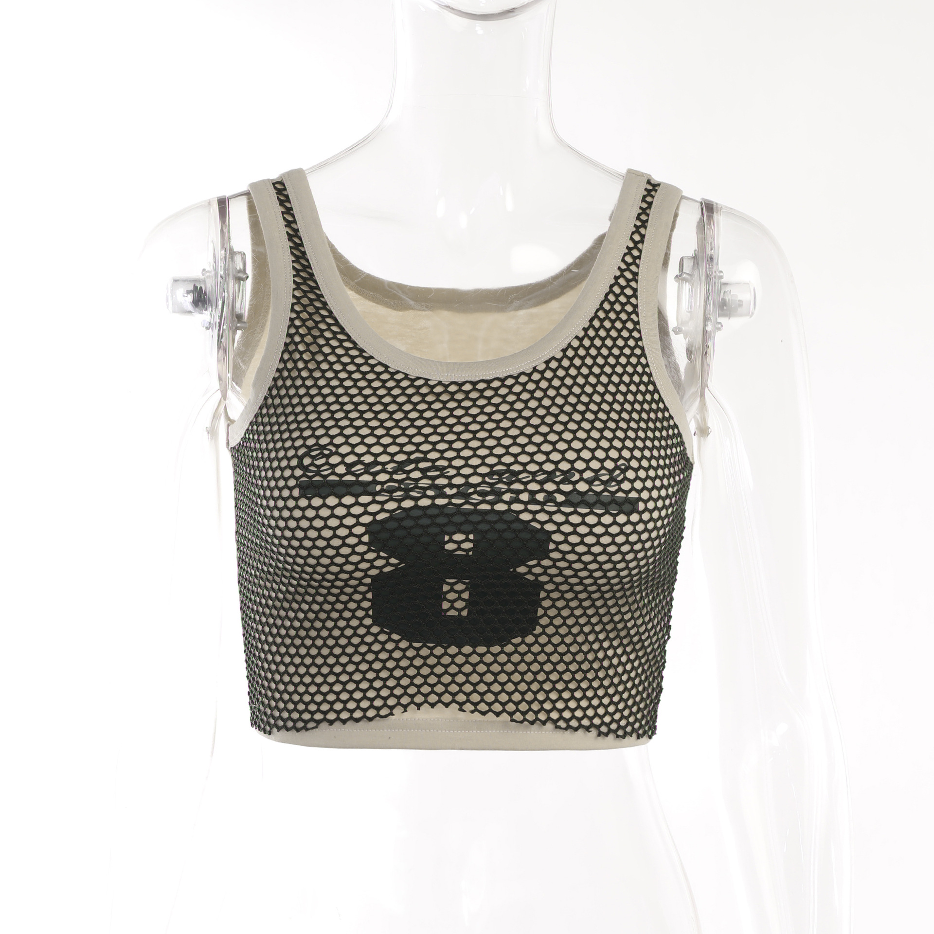 Women Summer Slim Grid Print Tank Top