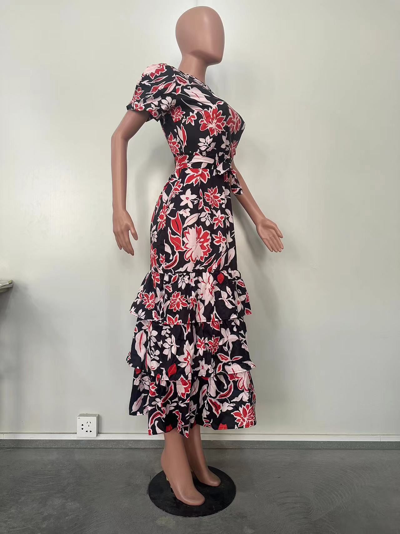 Summer Women printed multi-layer dress