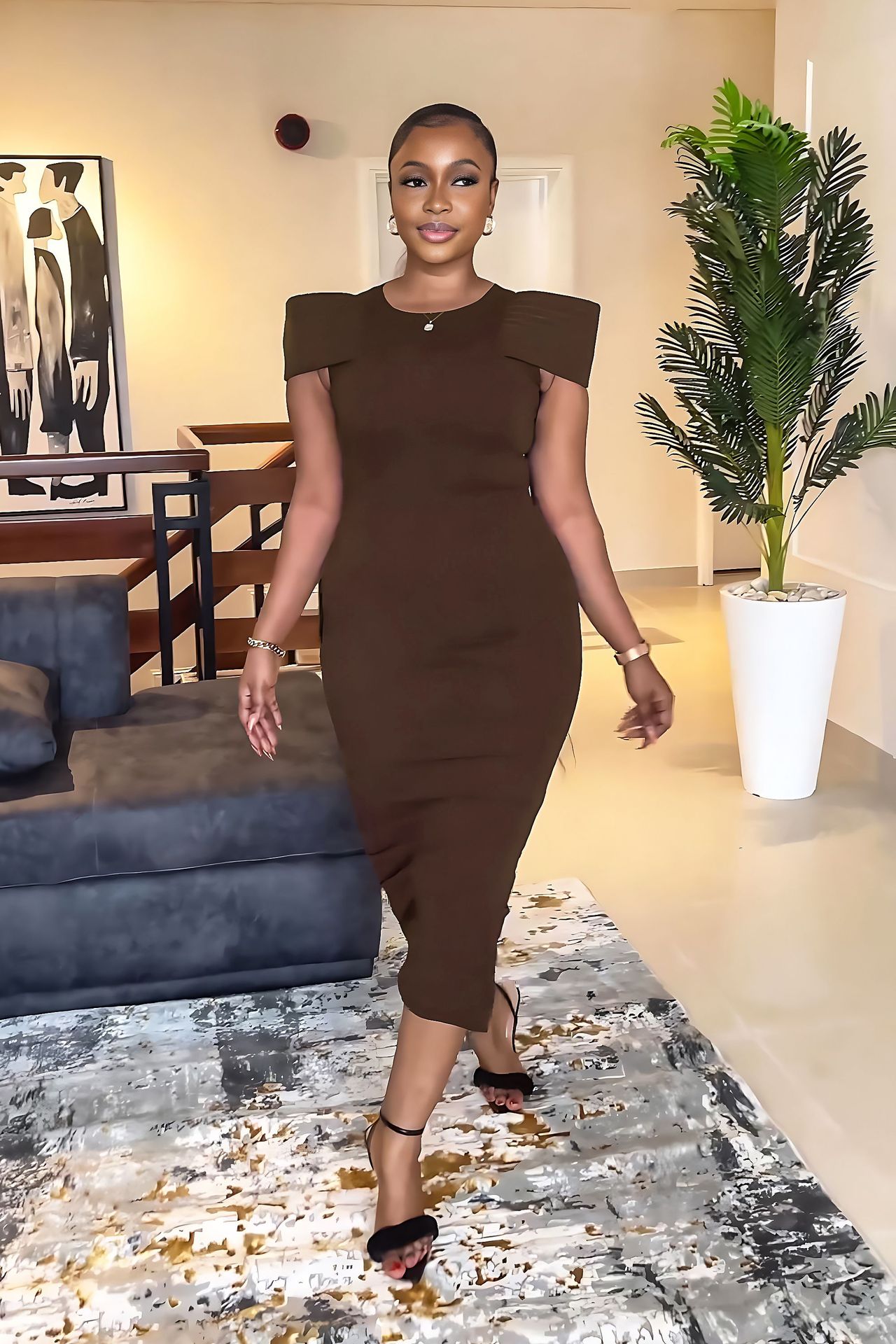 Women's Sleeveless Casual Career Slit Bodycon Dress