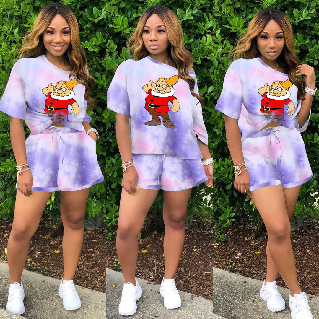 Women's Fashion Casual Print Short Sleeve Two-Piece Set