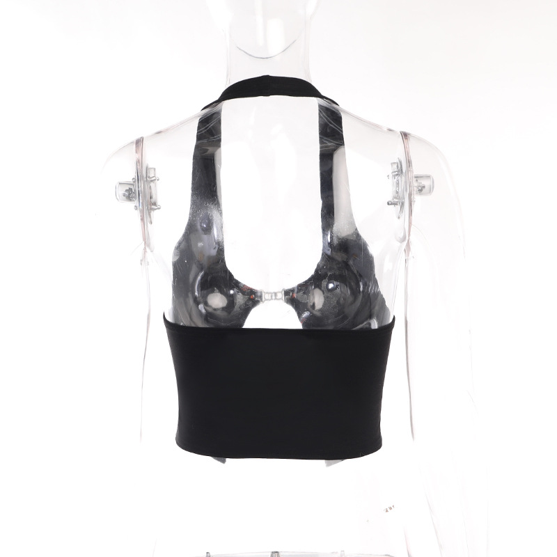 Womens Halter Neck Print Crop Tank Top