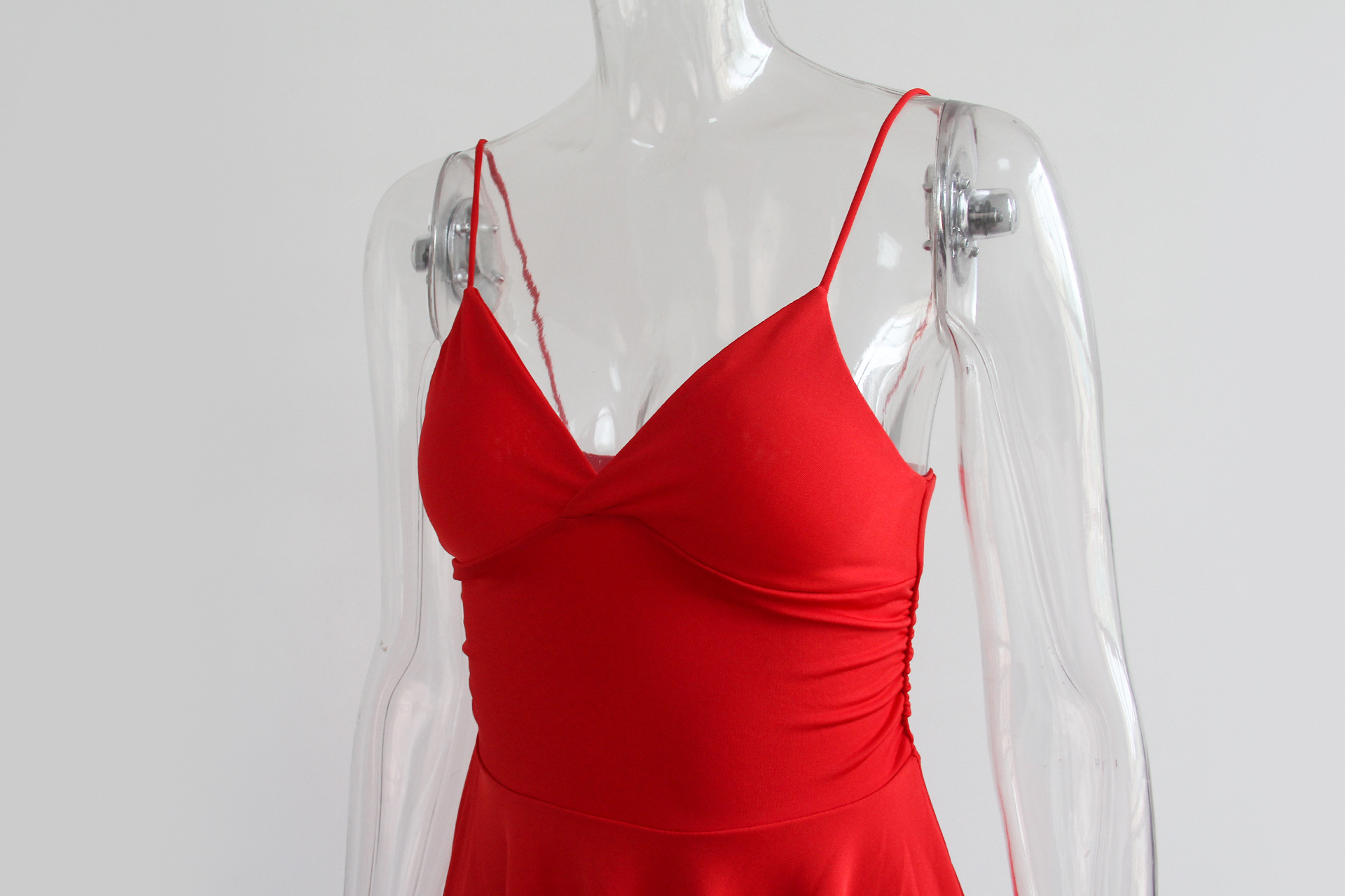 Women's Sexy V Neck Strap Dress Summer Fashion Dress Irregular Hem