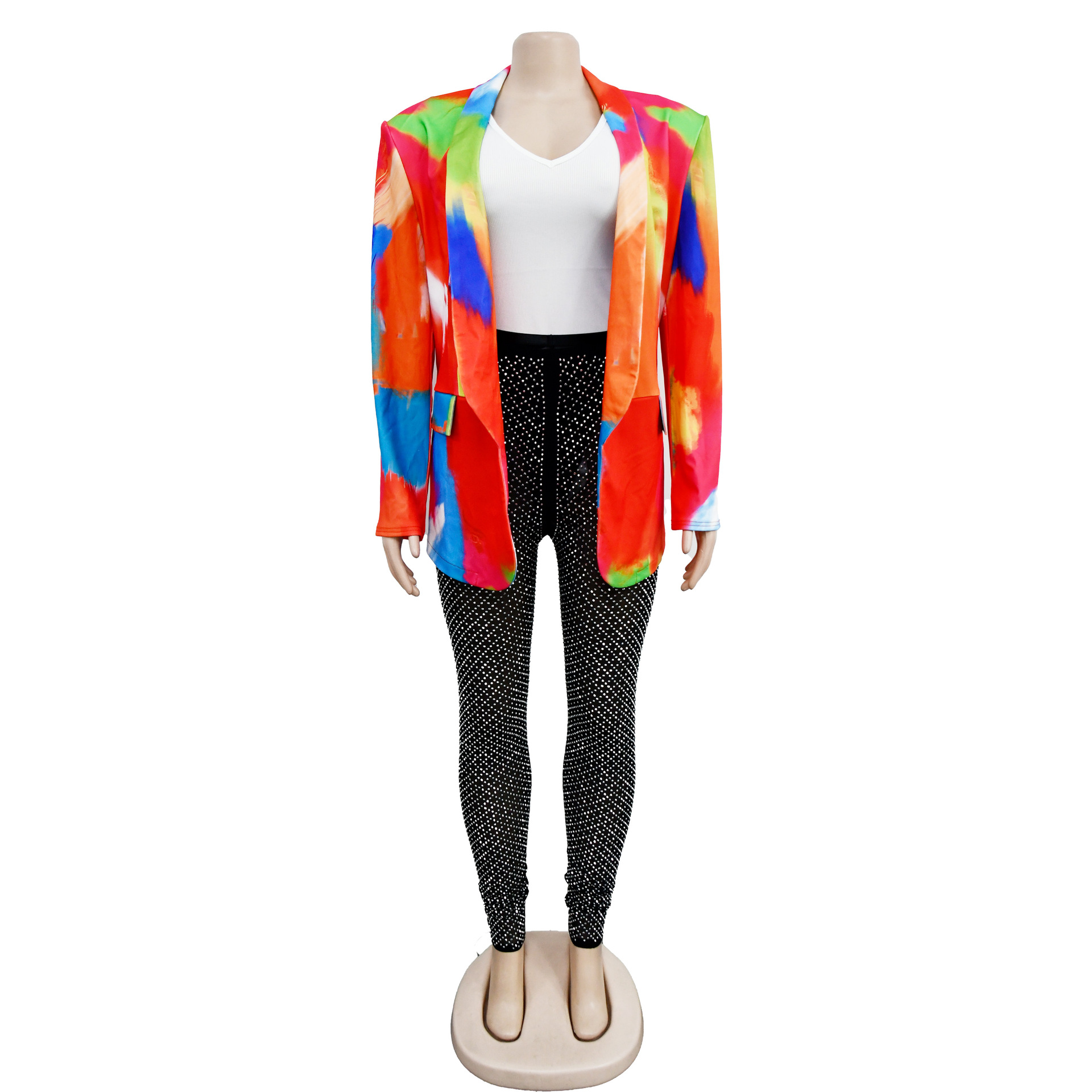 Women's Fashion Printed Long Sleeve Casual Blazer