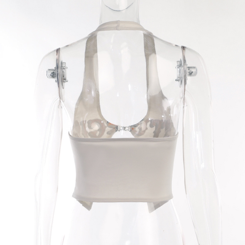 Womens Halter Neck Print Crop Tank Top