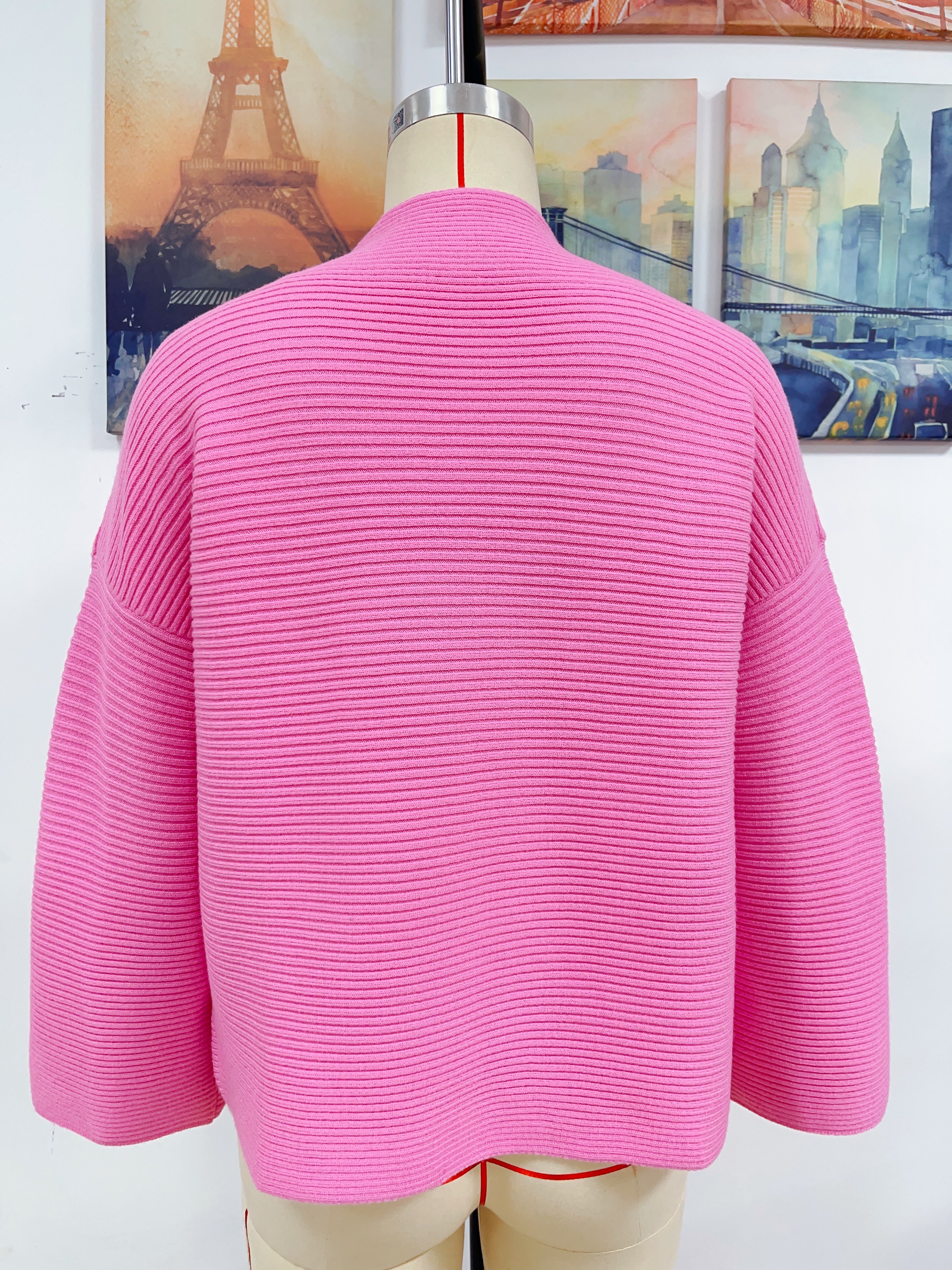 WomenLoose Knitting Cropped Sleeve Solid Sweater