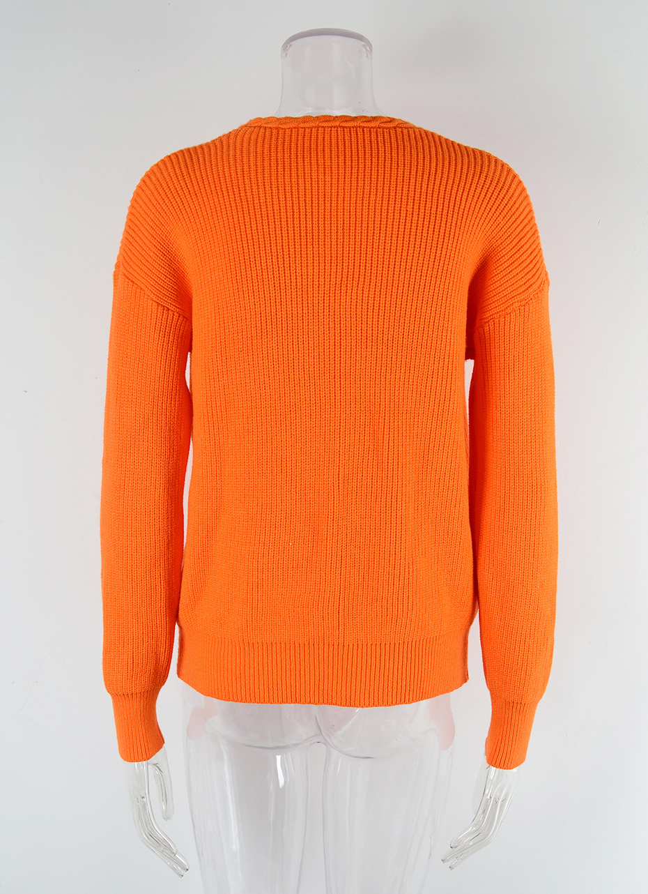 Women v-neck twist knittin sweater