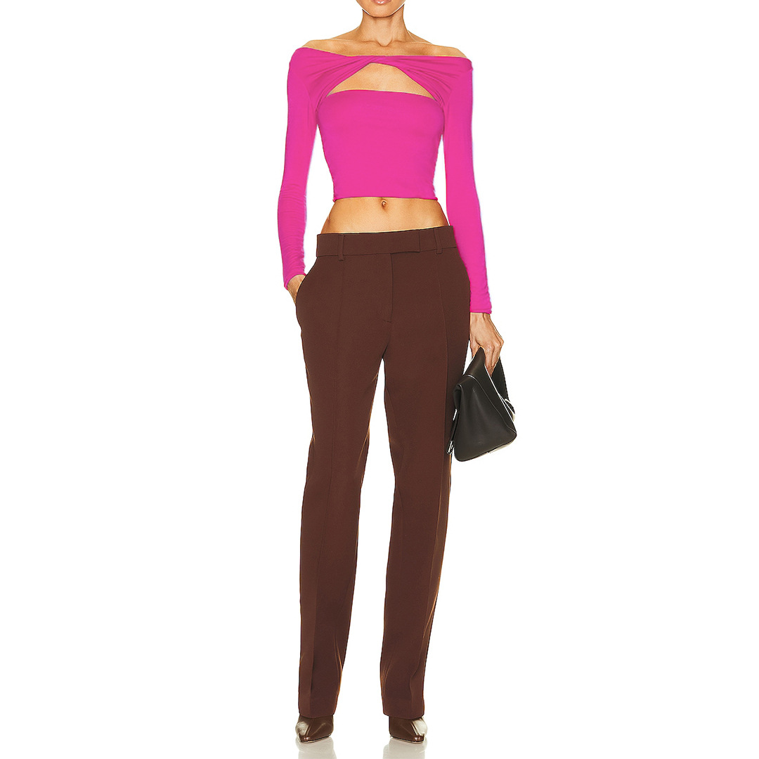 Women Solid Cutout Knot Off Shoulder T-Shirt