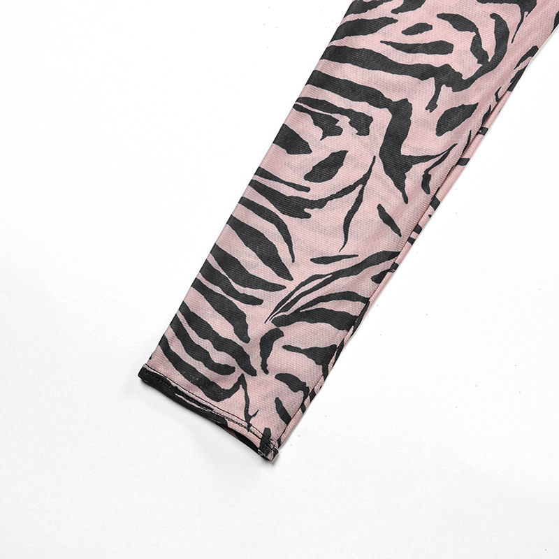 Summer Women Leopard Print Mesh Sexy See-Through Body Shaping Four-Piece Set