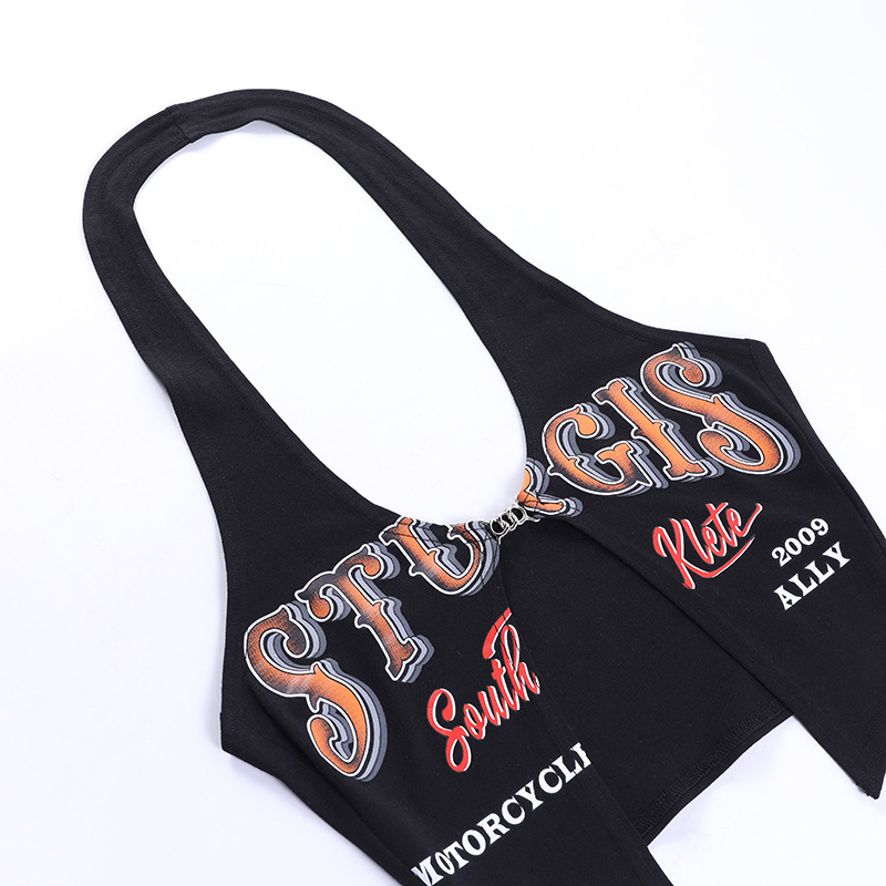 Womens Halter Neck Print Crop Tank Top