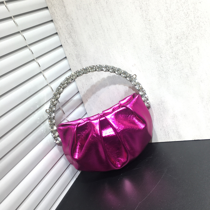 women's rhinestone clutch bag diamond pleated mini evening bag Messenger small bag