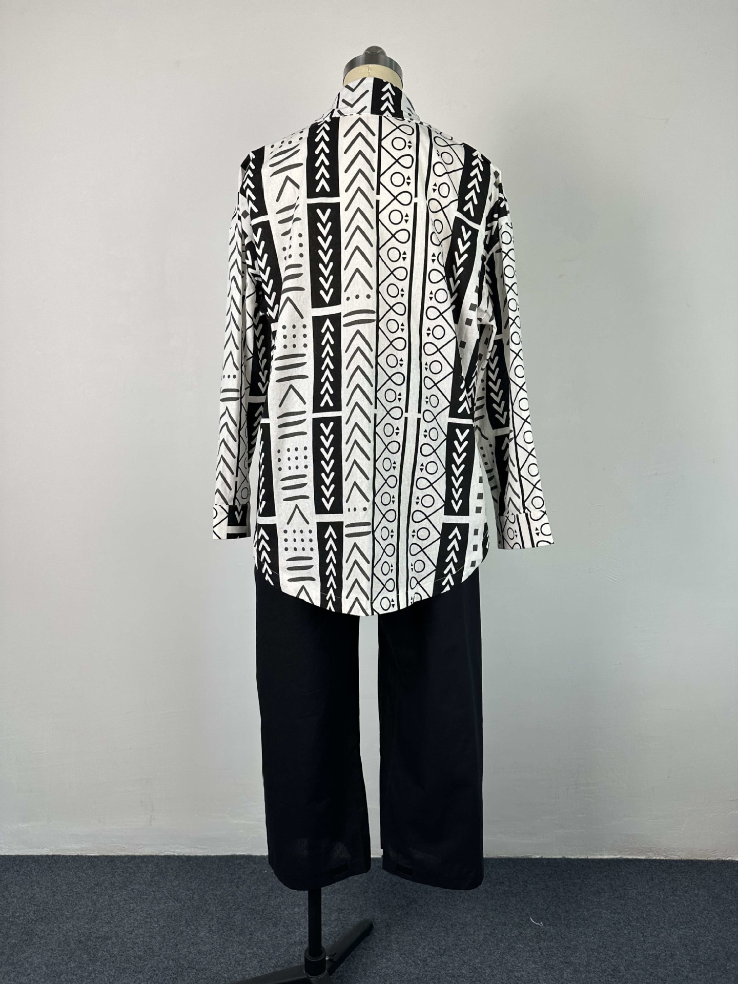 Casual suit Loose Plus Size fashion women's long-sleeved shirt pants linen two-piece suit