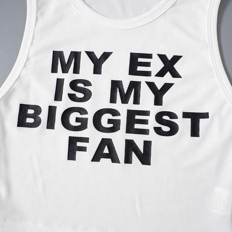 Women's Summer English Print Sleeveless Short Versatile Vest