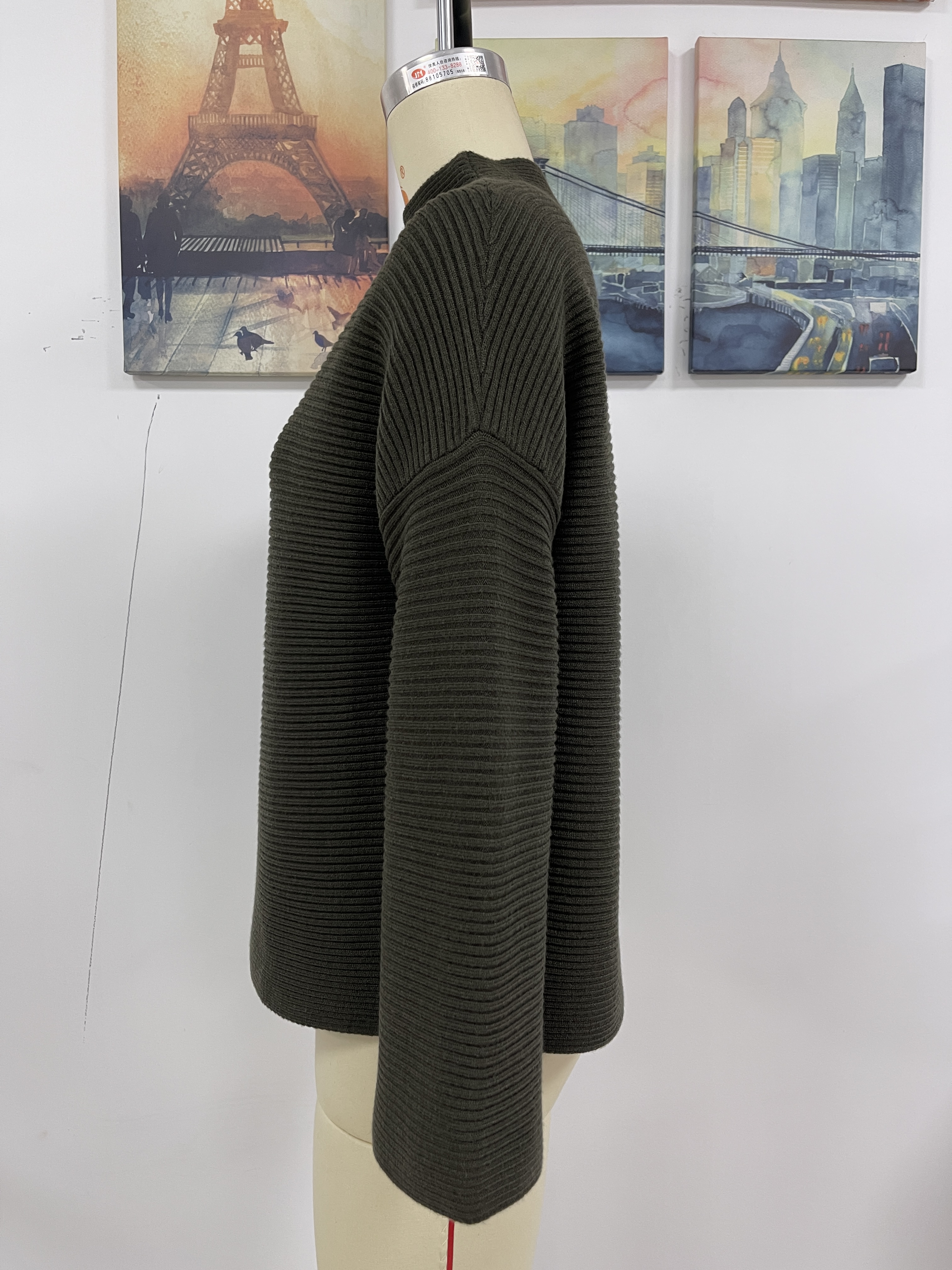 WomenLoose Knitting Cropped Sleeve Solid Sweater