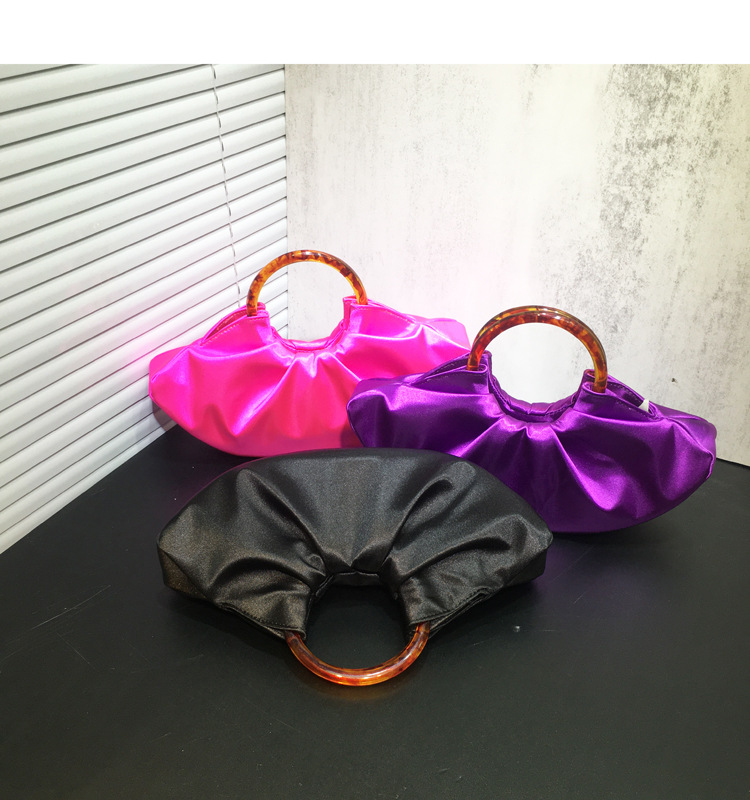 women's hand carry pleated silk cloud bag dinner hand bag
