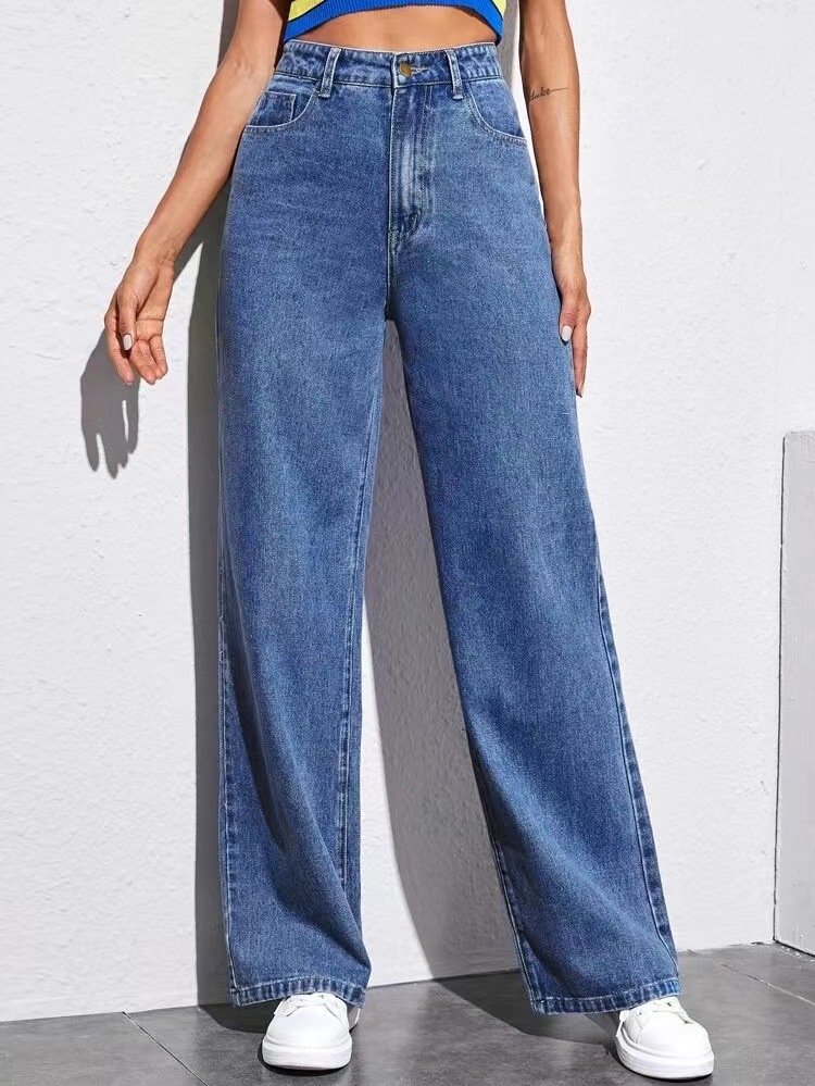 Spring Women's Denim Pants High Waist Loose Wide Leg Trousers Fashion Pants