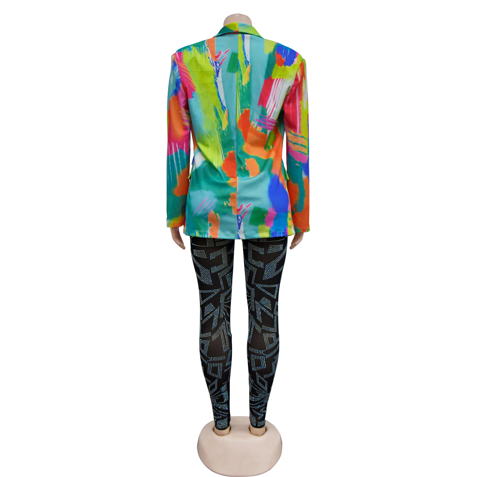 Women's Fashion Printed Long Sleeve Casual Blazer