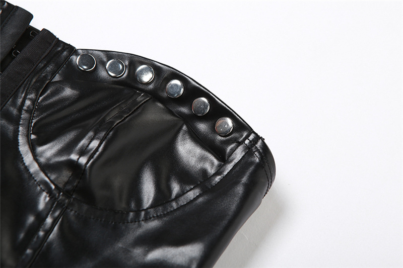 Summer Women Solid Off Shoulder pu Leather Tank Top