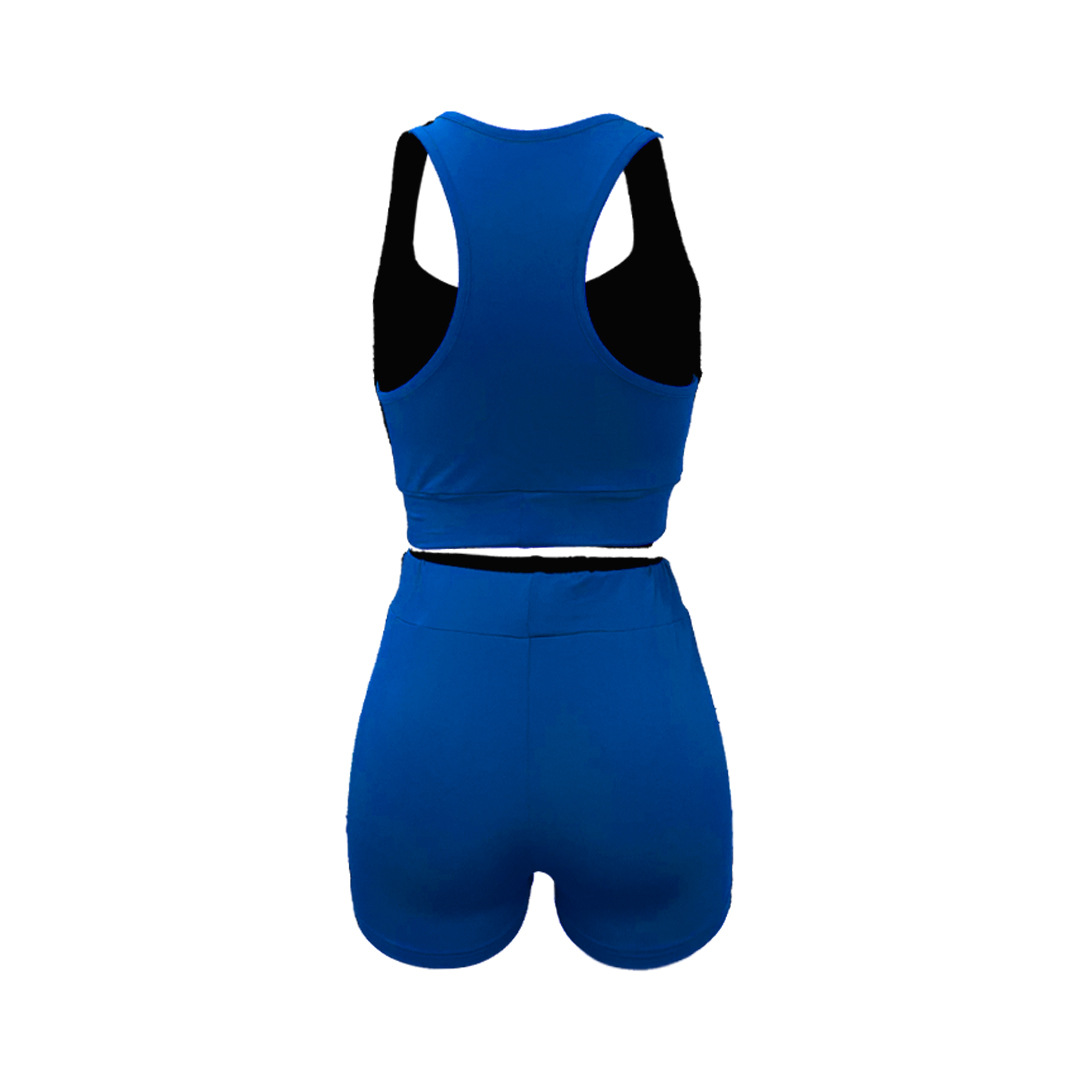 Women Solid Letter Print Top and Shorts Sport Two-Piece Set