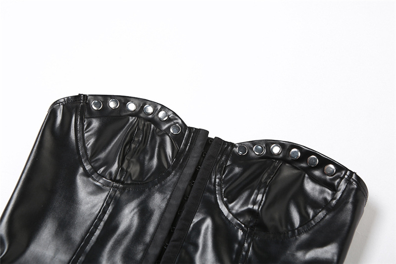 Summer Women Solid Off Shoulder pu Leather Tank Top