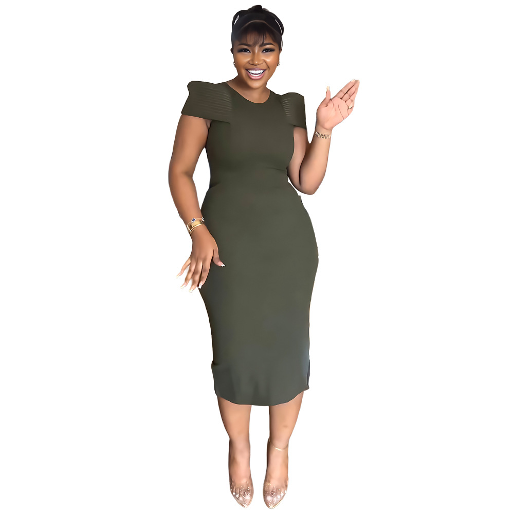 Women's Sleeveless Casual Career Slit Bodycon Dress