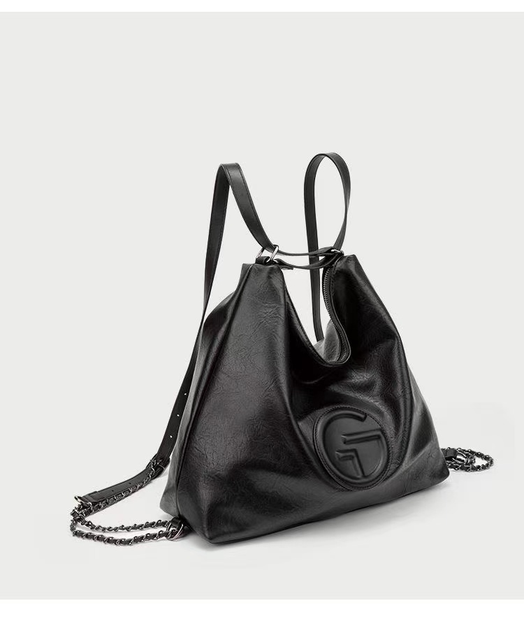 Small soft leather tote bag for women large capacity fashionable cowhide large bag texture commuter backpack for women