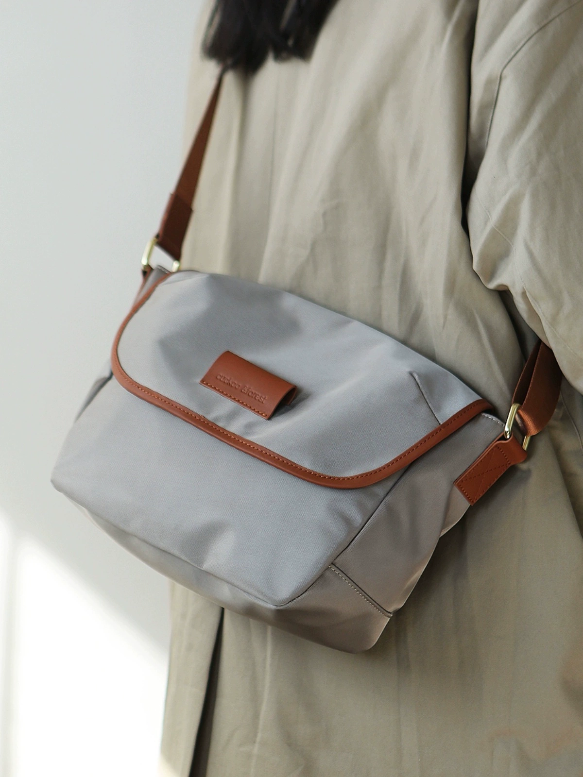 Cuckoo Forest Women's Nylon with Leather Casual Simple Shoulder Bag Oxford Cloth Lightweight All-match Messenger Bag B520