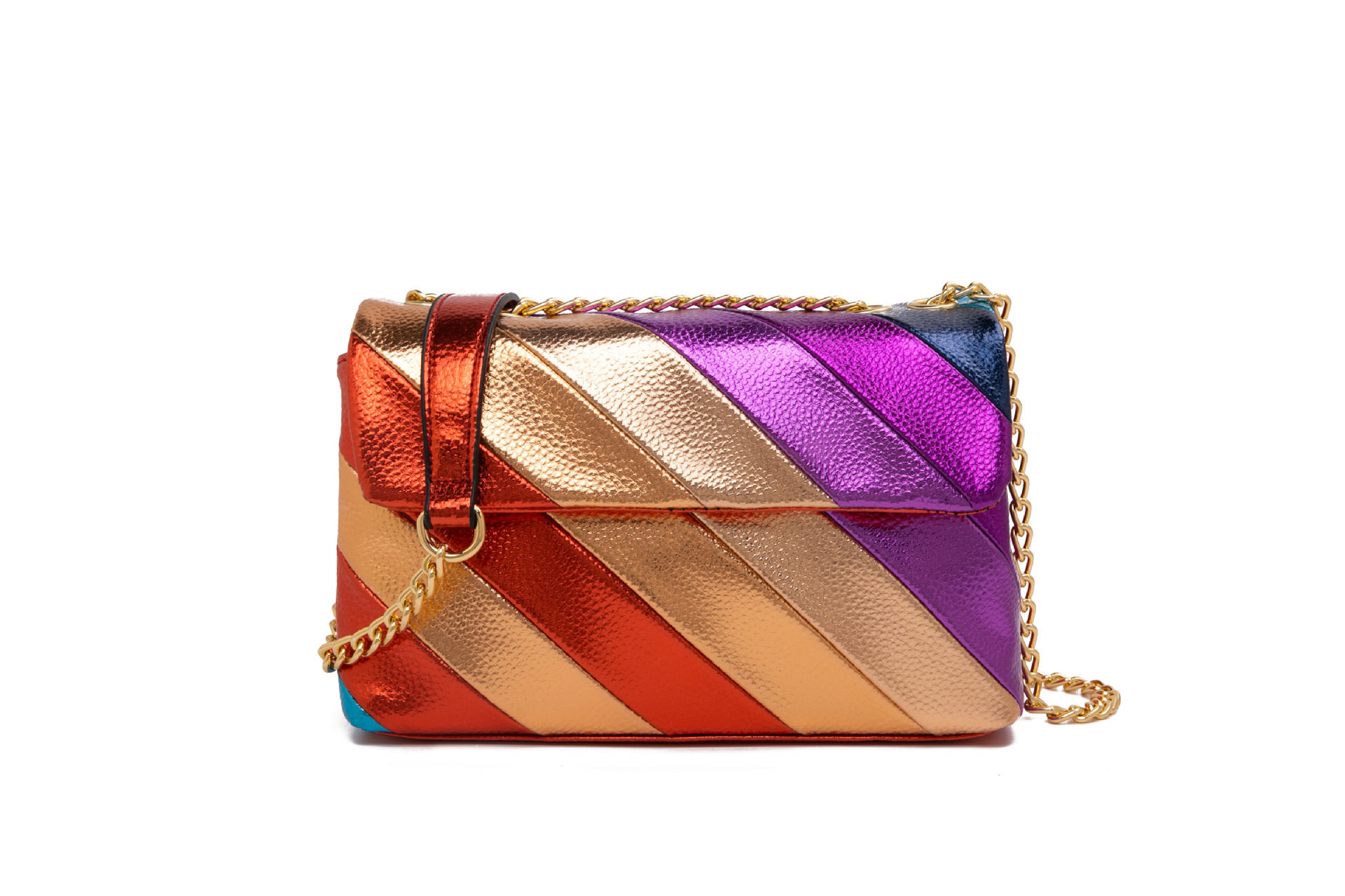 Metal Patchwork Pu Women's Designer Style Ladies Messenger Bag