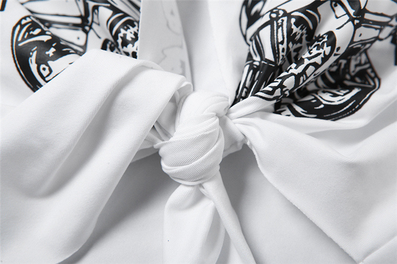 Summer Women Casual Printed Cardigan Tie Crop Top