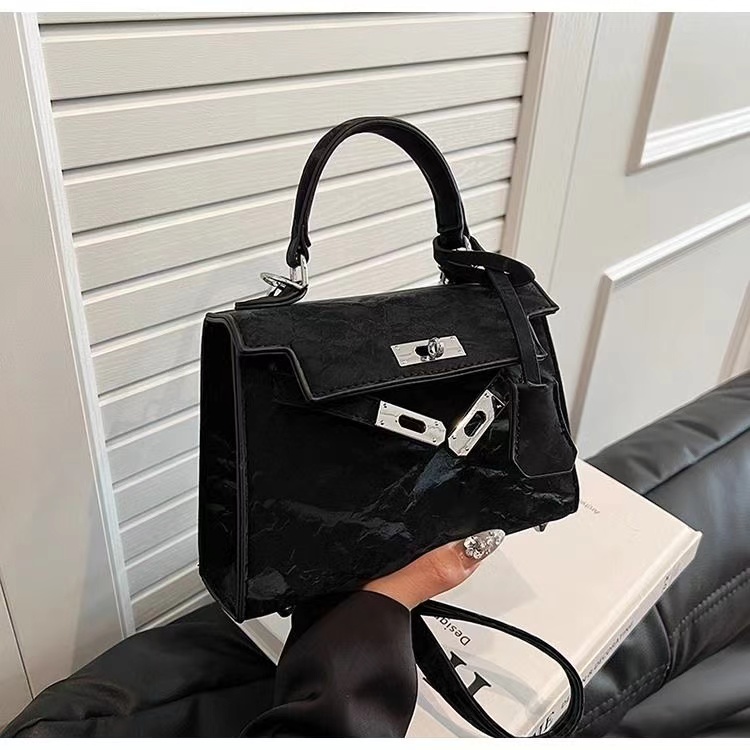 high-quality textured handbag Kelly bag for women 2024 new fashion pink shoulder messenger bag niche design bag