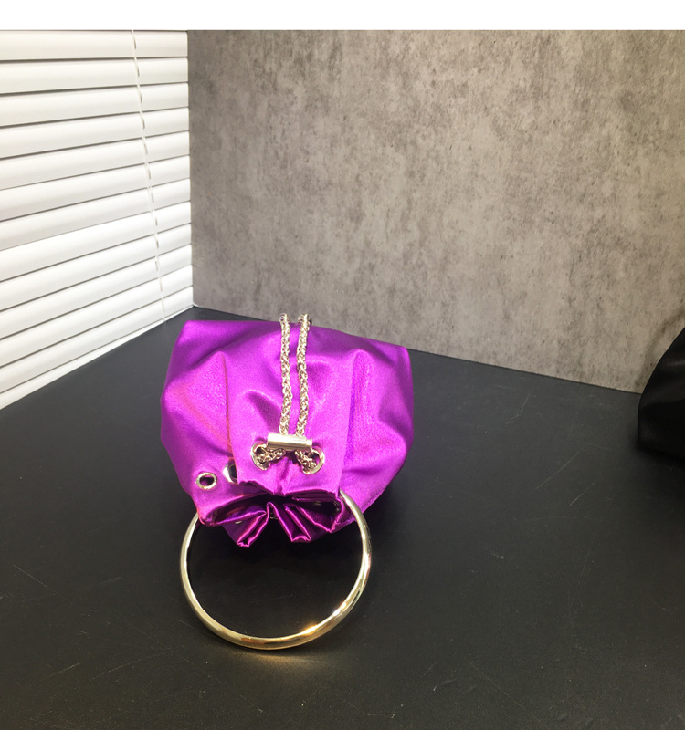 Women's Dinner Bag Flash Diamond Tassel Drawstring Satin Handheld Mini Bucket Bag Chain Messenger Bag