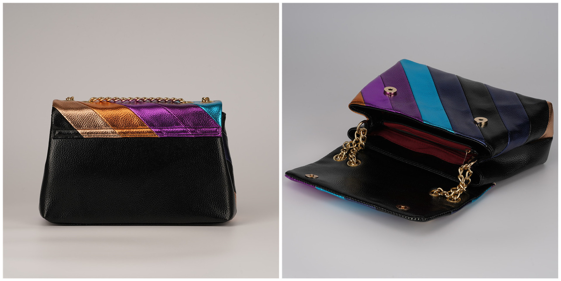 Metal Patchwork Pu Women's Designer Style Ladies Messenger Bag