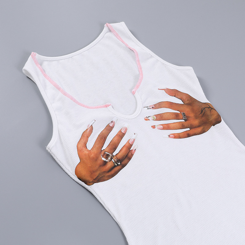 Women Summer Printed V-Neck Slim Sexy Mini Dress