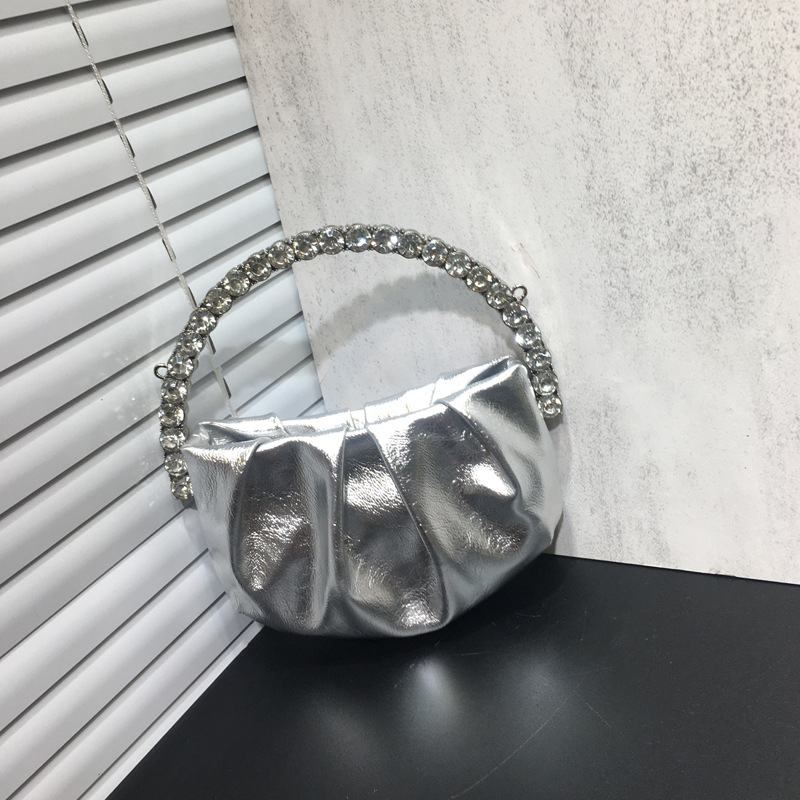 women's rhinestone clutch bag diamond pleated mini evening bag Messenger small bag