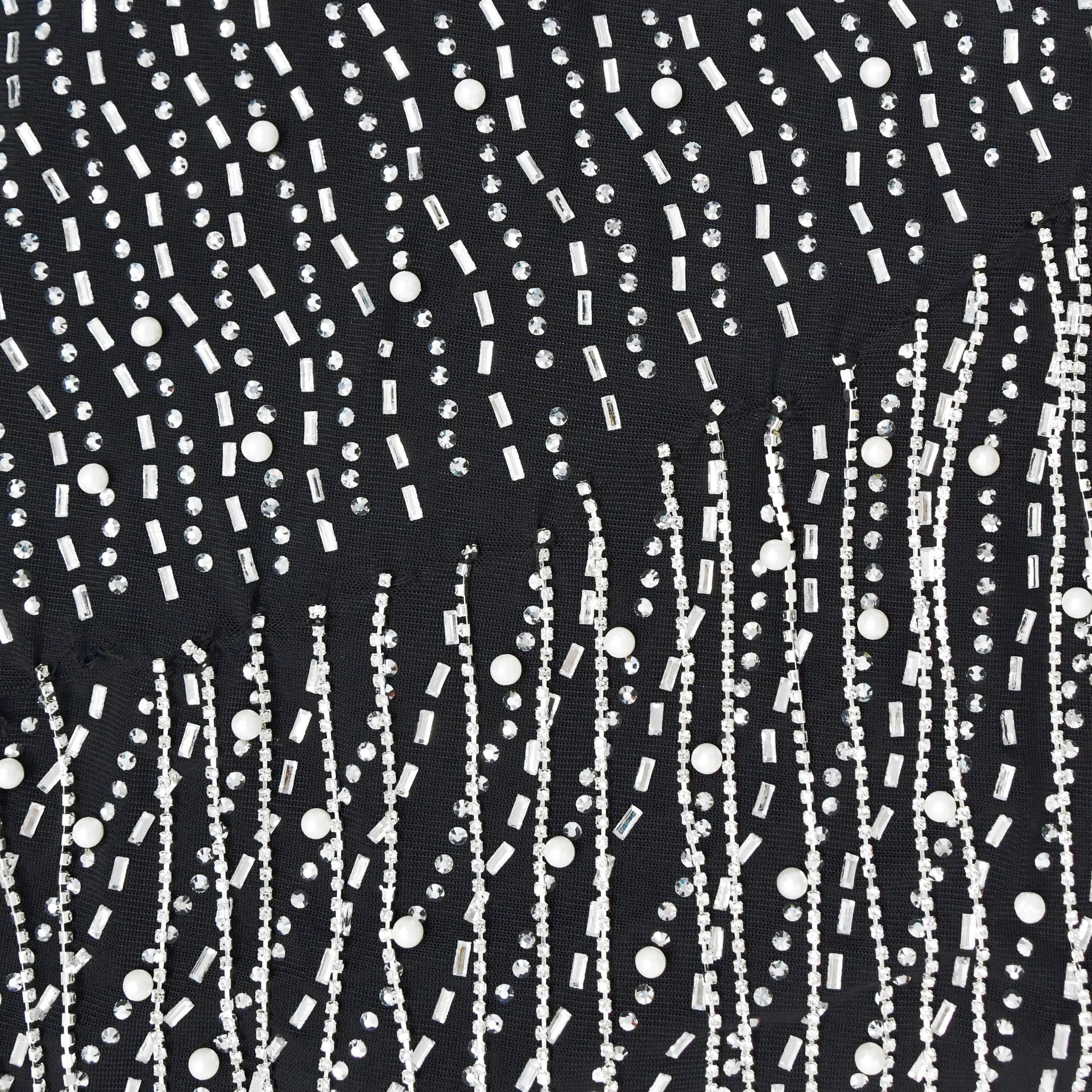 Women's Fashion Long Sleeve Mesh Beaded Bubble Bead Dress