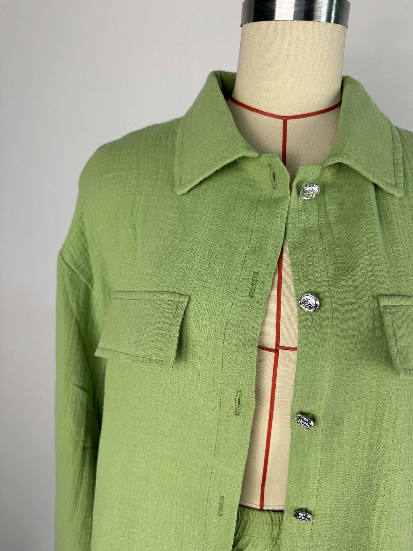 Plus Size Women's Double Crepe Oversized Turndown Collar Long Sleeve Set